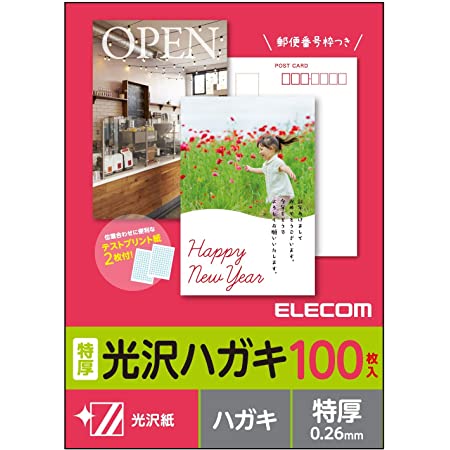 エレコム はがき 用紙 インクジェット用 郵便番号枠入り 100枚 EPSON用 日本製 【お探しNo:L07】 EJH-EGH100