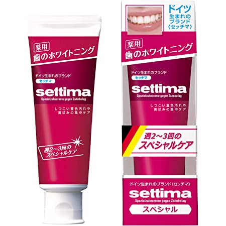 [医薬部外品] settima(セッチマ) ホワイトニング 歯みがき スペシャルケア [ペパーミントタイプ] <ステインケア タバコのヤニ取り フッ素配合 虫歯予防> 80g