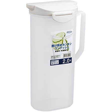 iwaki(イワキ) 耐熱ガラス ピッチャー 冷水筒 ホワイト 1L 茶こしなし 角型サーバー 麦茶 お茶 ポット KT296K-W