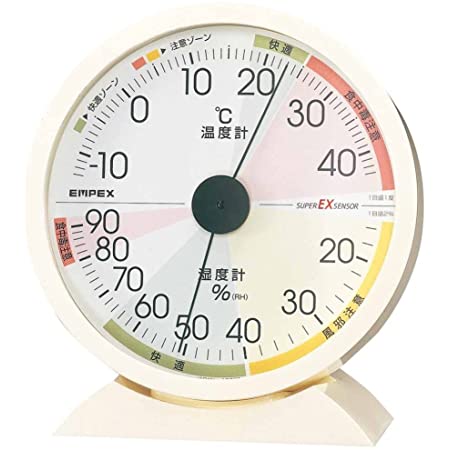 エンペックス気象計 温度湿度計 高精度ユニバーサルデザイン 置き用 日本製 ホワイト EX-2831