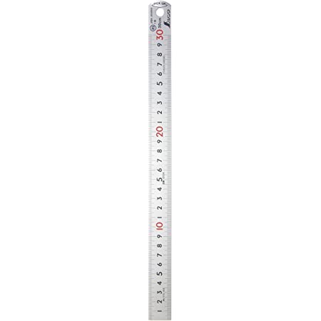 シンワ測定(Shinwa Sokutei) ピックアップ スケール シルバー cm表示 上下段 1mmピッチ 30cm JIS1級 赤数字入 13134