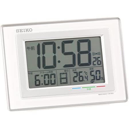 セイコー クロック 目覚まし時計 電波 デジタル カレンダー 快適度 温度 湿度 表示 白 SQ686W SEIKO
