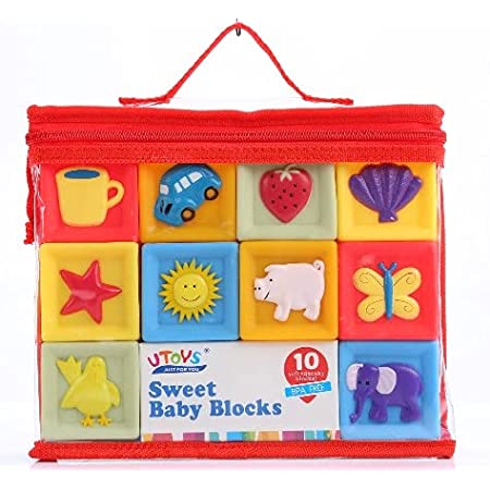 B. toys ソフトブロック 柔らかいつみきのおもちゃ 数字とイラストつきブロックキューブ 10個セット 6ヶ月～ 正規品