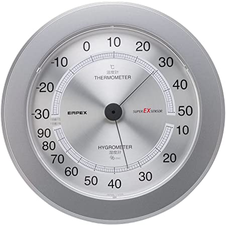 エンペックス気象計 温度湿度計 スーパーEX 温湿度計 壁掛け用 日本製 メタリックグレー EX-2737