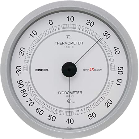 エンペックス気象計 温度湿度計 スーパーEX 温湿度計 壁掛け用 日本製 メタリックグレー EX-2737