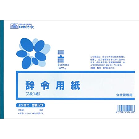 日本法令 労務 21/辞令用紙(罫線)B5