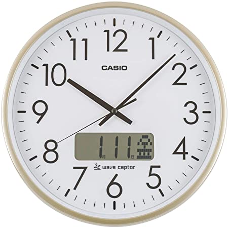 CASIO(カシオ) 掛け時計 電波 シャンパン 直径34cm アナログ カレンダー 表示 IC-1001J-9JF