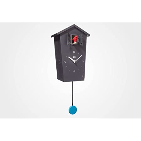 KOOKOO（クークー）バードハウス 黒色 12種類の鳥のさえずりが時を告げる 振り子 時計 12種類の鳥の声が楽しめる 壁掛け時計 カッコー時計 鳩時計 掛け時計 モダンなデザイン 鳴き声が楽しめる ドイツでデザインされたカッコー時計