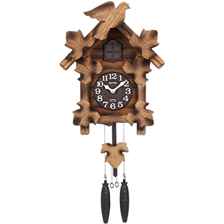 KOOKOO（クークー）バードハウス 黒色 12種類の鳥のさえずりが時を告げる 振り子 時計 12種類の鳥の声が楽しめる 壁掛け時計 カッコー時計 鳩時計 掛け時計 モダンなデザイン 鳴き声が楽しめる ドイツでデザインされたカッコー時計