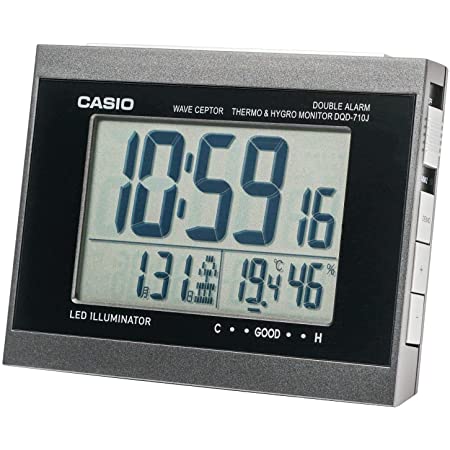CASIO(カシオ) 目覚まし時計 電波 ブラック デジタル ダブルアラーム 温度 湿度 カレンダー 表示 DQD-710J-1JF