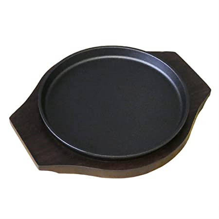 三和精機製作所 ステーキ皿 丸型 B 15cm 鉄鋳物 天然木 PSV16015