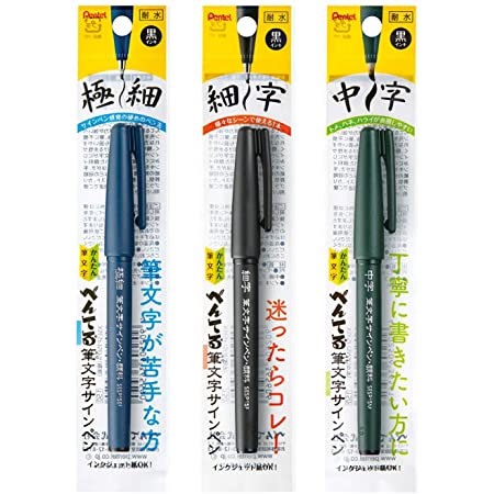 ぺんてる サインペン 筆タッチ SES15C-A 10本セット ブラック