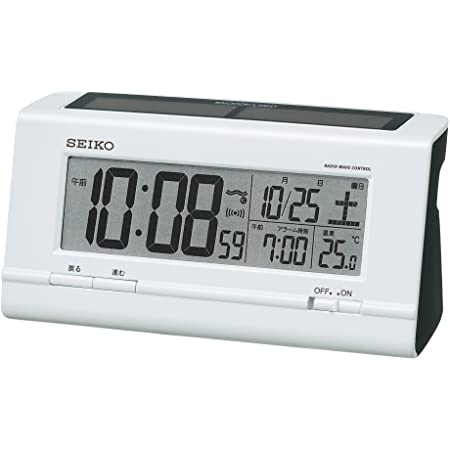 セイコー クロック 目覚まし時計 常時点灯 電波 デジタル カレンダー 温度 湿度 表示 夜でも見える 白 SQ762W SEIKO