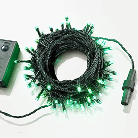 イルミネーション ライト LED 100球 ストレートタイプ 10m メモリー 機能 内蔵 コントローラー 付 カラー： グリーン 10連結 可能タイプ 【AD&C TORONIC】