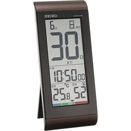 セイコー クロック 掛け時計 置き時計 兼用 日めくりカレンダー 電波 デジタル 温度 湿度 表示 茶 メタリック SQ431B SEIKO