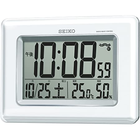 セイコー クロック 目覚まし時計 電波 デジタル カレンダー 温度 湿度 表示 薄茶 木目 模様 SQ771B SEIKO