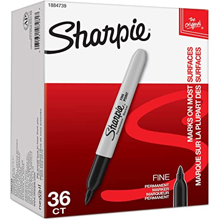 Sharpie シャーピー 公式 油性 ペン マーカー アート イラスト サイン 名前書き 油性コミック 描画 スケッチ マンガ デコレーション 落書き 中字 ブラック 36本入り 1884739