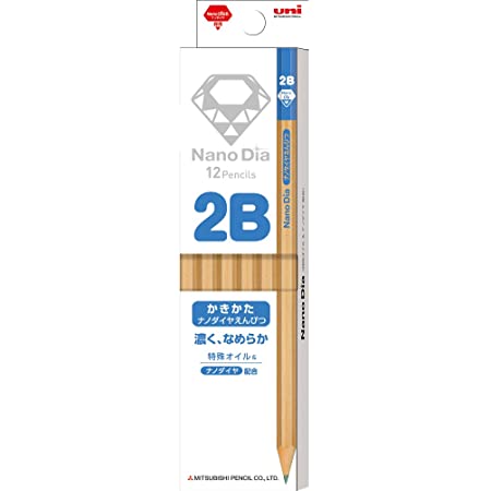 三菱鉛筆 かきかた鉛筆 ナノダイヤ 木軸 2B 青 1ダース K69062B