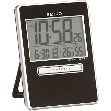 セイコー クロック 目覚まし時計 トラベラ 電波 デジタル カレンダー 温度 湿度 表示 黒 メタリック SQ699K SEIKO
