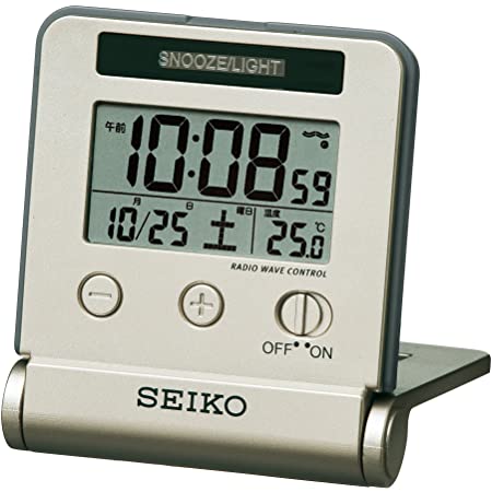 セイコー クロック 目覚まし時計 トラベラ 電波 デジタル カレンダー 温度 湿度 表示 黒 メタリック SQ699K SEIKO