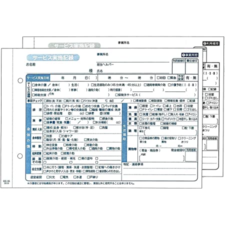 訪問介護伝票　訪問介護サービス実施記録　HK-1　2枚複写　50組×10冊