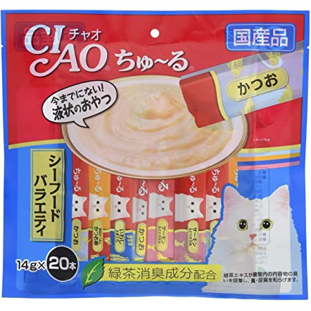 チャオ (CIAO) 猫用おやつ ちゅ~る とりささみ 海鮮ミックス味 14グラム (x 20)