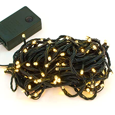 【シャンパンゴールド】イルミネーション LED クリスマスライト 屋内 100球 点灯パターン記憶メモリー付 連結可