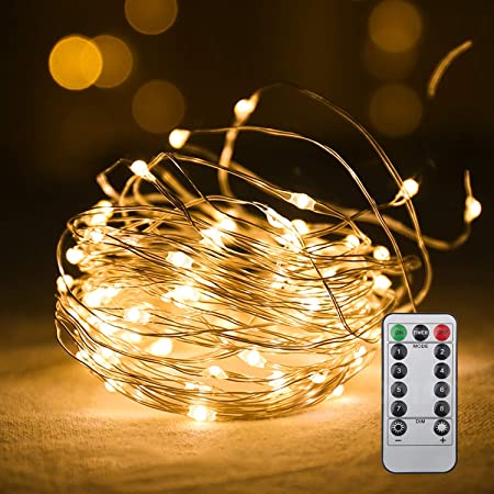 【シャンパンゴールド】イルミネーション LED クリスマスライト 屋内 100球 点灯パターン記憶メモリー付 連結可