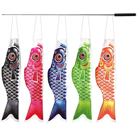 鯉のぼり（4枚）　4色　吹流し　お庭　お祭り　ストリーマー　全3サイズ　装飾　屋外　ベランダ　 – 40cm