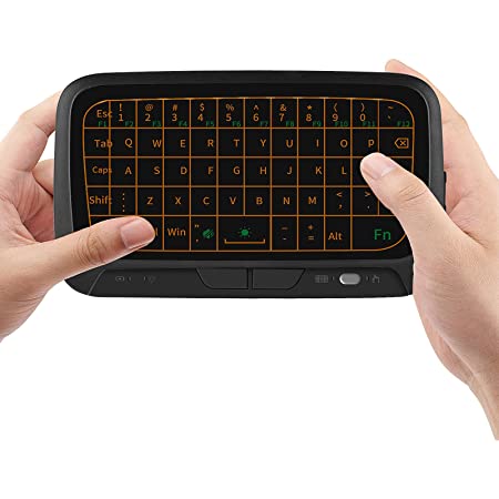 【Ewin】ミニ bluetooth キーボード Mini Bluetooth keyboard タッチパッドを搭載 バックライト付き　小型キーボード マウス 一体型 無線 USB レシーバー付き ブラック【日本語説明書付き】