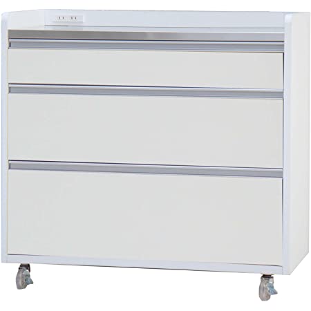 ISSEIKI【選べる3サイズ】キャビネット3分別 白 幅82 木製家具 PEARL CABINET 3D (WH)