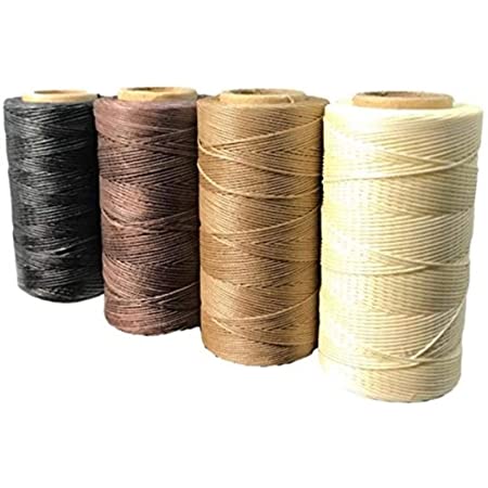 YZG レザークラフト 蝋引き糸　手縫い 糸　ワックスコード　ひも 260m　平紐 タイプ (ブラウン)