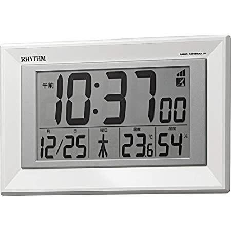 リズム(RHYTHM) 目覚まし時計 電波 デジタル フィットウェーブD168 置き掛け兼用 温度 湿度 カレンダー グレー RHYTHM 8RZ168SR08
