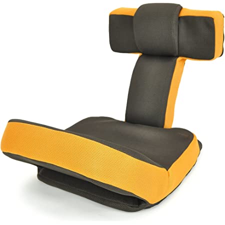 座椅子 ゲームチェア ゲーミングチェア ハイバック マルチリクライニング ゲーム座椅子 「ソリッド」 (ヘッドギア フットギア) 蒸れにくい メッシュ素材 オレンジ色