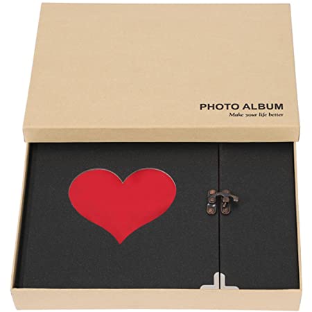 N-hilfe アルバム 30枚 スクラップブッキング 用 写真 収納 可愛い ハート のセット(赤)