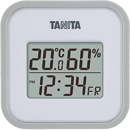 タニタ 温湿度計 温度 湿度 デジタル 壁掛け 時計付き 卓上 マグネット グレー TT-558 GY