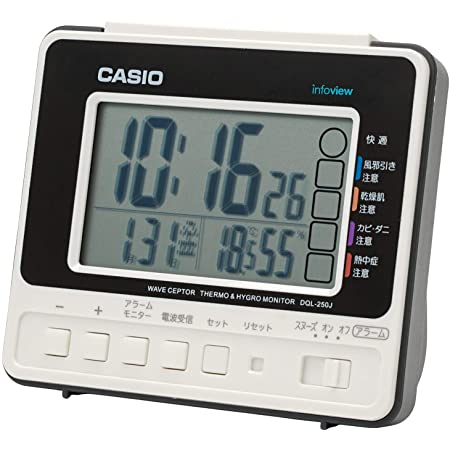 CASIO(カシオ) 目覚まし時計 電波 シルバー デジタル 温度 湿度 カレンダー 表示 DQD-805J-8JF