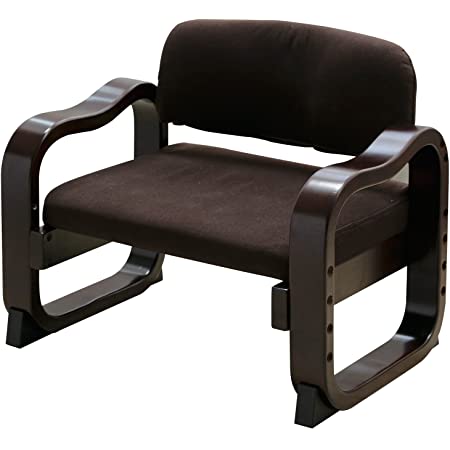 山善 高座椅子 ローバック 立ち座りがラク 高さ調節可能 腰にフィットする背もたれ 組立品 ダークブラウン WYZ-55(DBR)