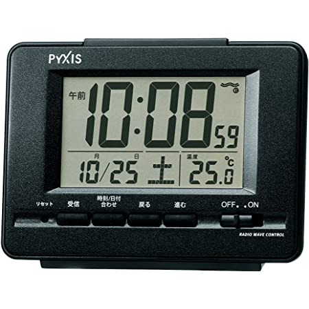 リズム(RHYTHM) 目覚まし時計 電波時計 温度計・湿度計付き フィットウェーブスマート 黒 7.7×12×5.4cm 8RZ166SR02