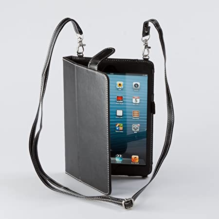【iPad mini1/2/3/4/5対応】ショルダースタイルレザーケース for iPad mini（ブラック）