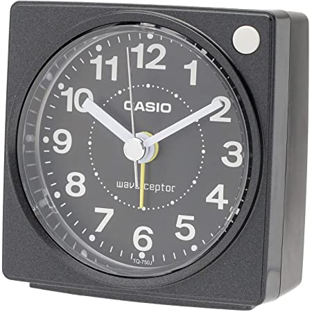 CASIO(カシオ) 目覚まし時計 電波 ブラック アナログ ライト 付き TQ-700J-1BJF 10.5×11.6×7.0cm