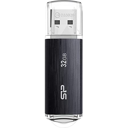 シリコンパワー USBメモリ 32GB USB3.2 Gen1 (USB3.1 Gen1 / USB3.0) フラッシュドライブ ヘアライン仕上げ Blaze B02 SP032GBUF3B02V1K