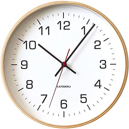 KATOMOKU plywood wall clock 4 スイープ（連続秒針） km-44N φ252mm (電波時計)