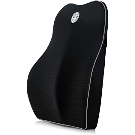 IKSTAR クッション 低反発 ランバーサポート オフィス 椅子 車用 腰枕 RoHS安全基準クリア 取付バンド調節可能 洗える 介護用クッション