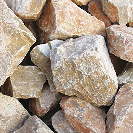 庭石 割栗石 黄色 イエロー ロックガーデン 庭 岩 黄 ガーデニング 石 ベージュ&ホワイト 約90～180mm 20kg
