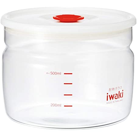 iwaki(イワキ) 耐熱ガラス 密閉容器 キャニスター スクエアパック 幅10×奥行15.5×高さ10cm 600ml 取手付き K7796KT-SV