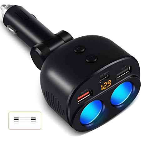 ナポレックス 車用 シガーソケット分配器 2連 USB端子2口 Fizz イルミソケットD2 USB 2.4A ブラック 12V車専用 通電モニター付 ヒューズ付10A(30mm) NAPOLEX Fizz-1011