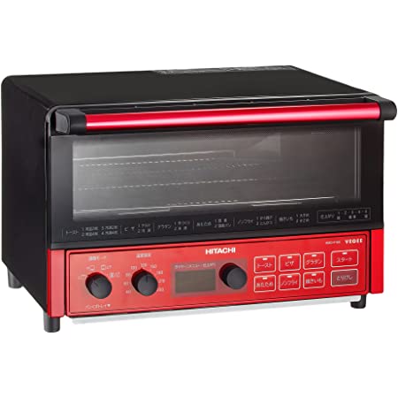 日立 コンベクション オーブントースター 1,300W 4枚焼き 遠赤ヒーター ノンフライ調理 HMO-F100 R レッド