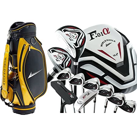 WORLD GOLF(ワールドゴルフ) ワールドイーグル WE-F-F-01α メンズクラブセット【左用-R】+【ホワイト】WE-F-F-01α スタンドバッグ フレックス:R