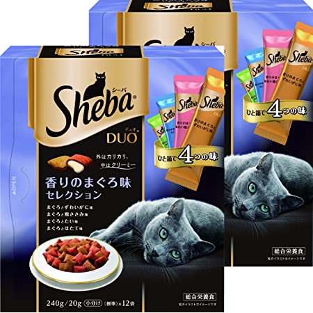 シーバ (Sheba) キャットフード デュオ 香りのまぐろ味セレクション 成猫用 240g(20g×12袋入)×2個 (まとめ買い)